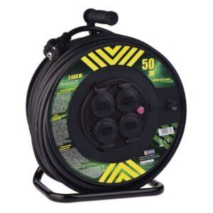 Gumový prodlužovací kabel na bubnu 50m/4zásuvka 3x2