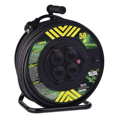 Gumový prodlužovací kabel na bubnu 50m/4zásuvka 3x2