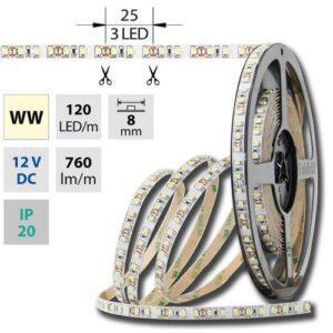 LED pásek McLED 12V teplá bílá š=8mm IP20 9