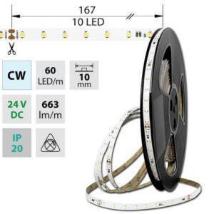 LED pásek McLED 24V studená bílá š=10mm IP20 6