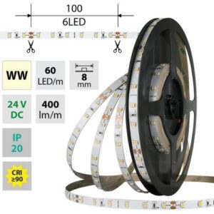 LED pásek McLED 24V teplá bílá CRI90 š=8mm IP20 4