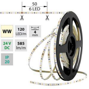 LED pásek McLED 24V teplá bílá š=4mm IP20 7