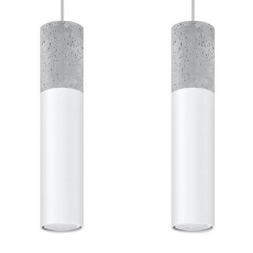 Závěsné svítidlo SOLLUX Borgio 2 GU10 2x40W bez zdroje ocel/beton bílá SL.0648